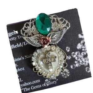 Sacred Heart Inspirational Vintage Angel Brooch
